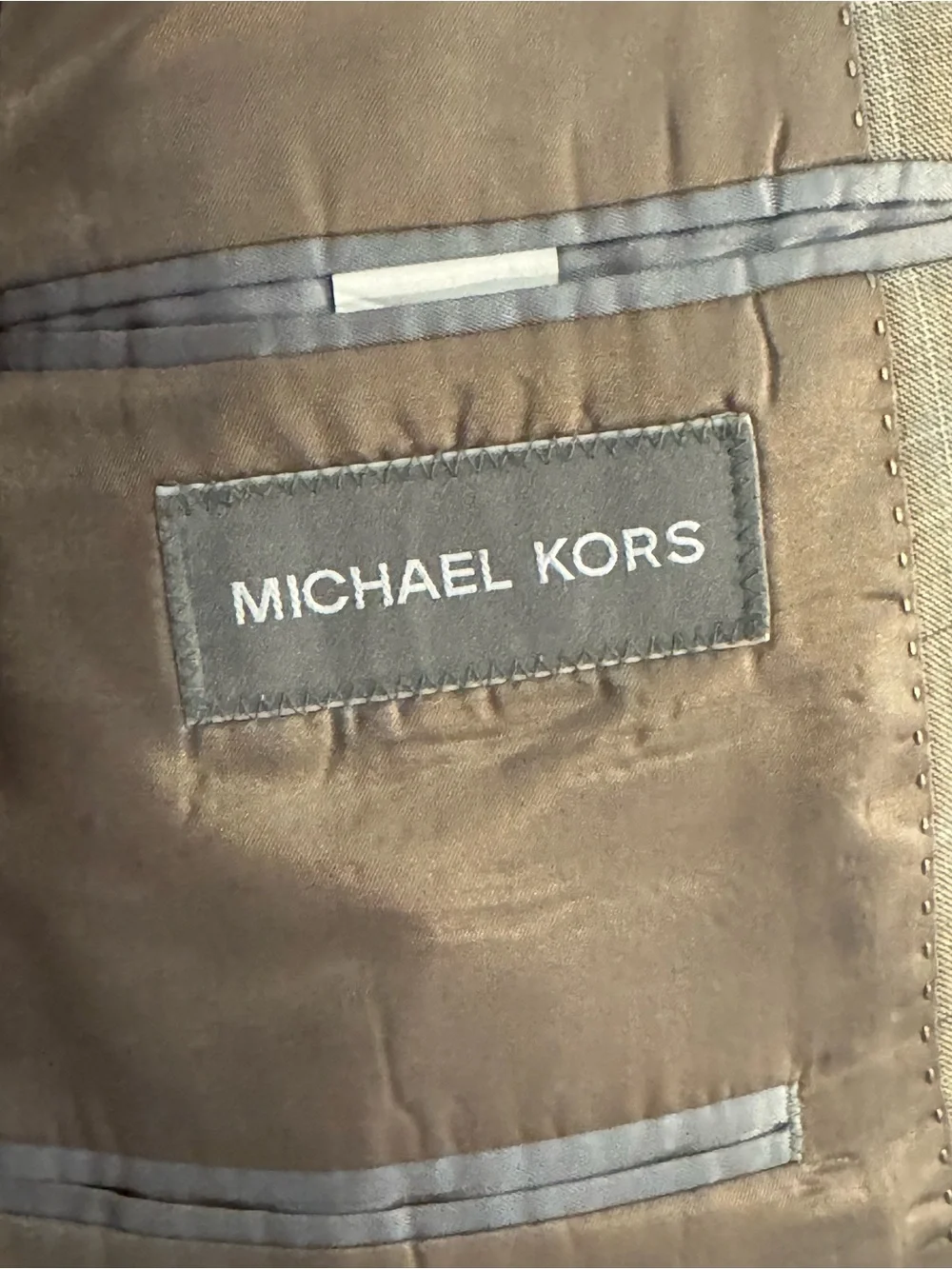 Michael Kors Beige Checkered Blazer 48R Wool Blend Jacket Sports Coat